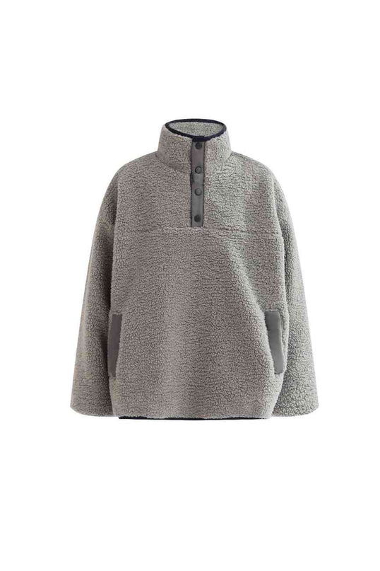 kids atelier moustache Gray Sherpa Fleece Pullover
