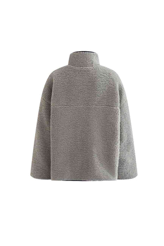 kids atelier moustache Gray Sherpa Fleece Pullover
