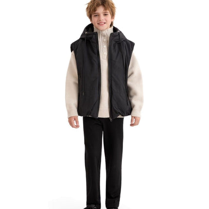 kids atelier moustache Black Hooded Puffer Vest