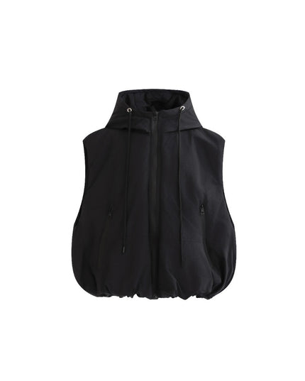 kids atelier moustache Black Hooded Puffer Vest
