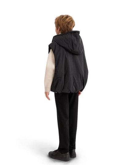 kids atelier moustache Black Hooded Puffer Vest