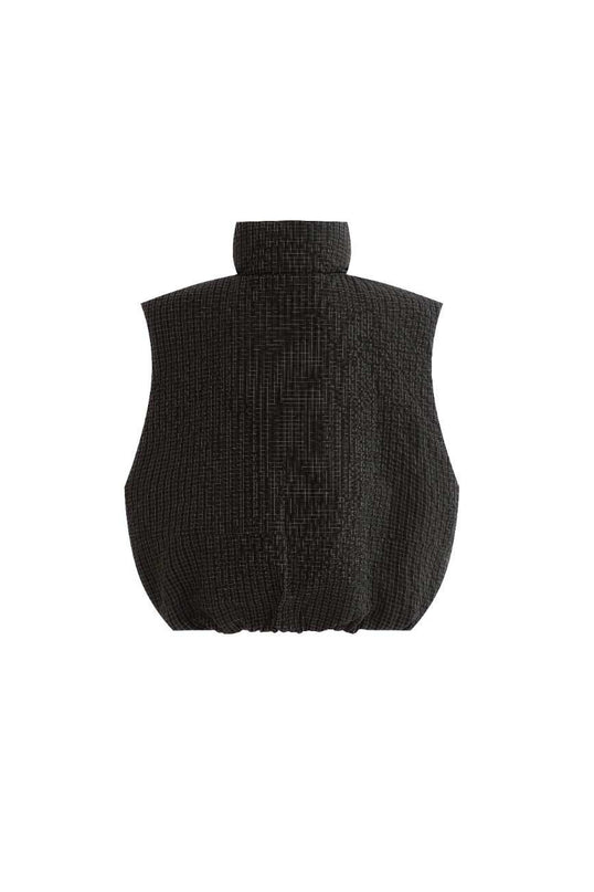 kids atelier moustache Black Grid-Pattern Quilted Vest