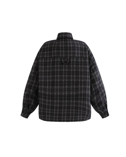 kids atelier moustache Black and Gray Plaid Flannel Shirt