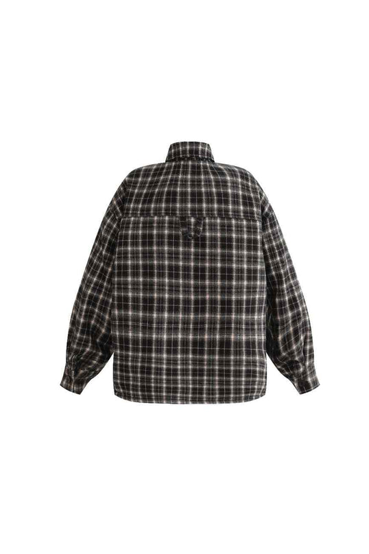 kids atelier moustache Gray Plaid Flannel Shirt