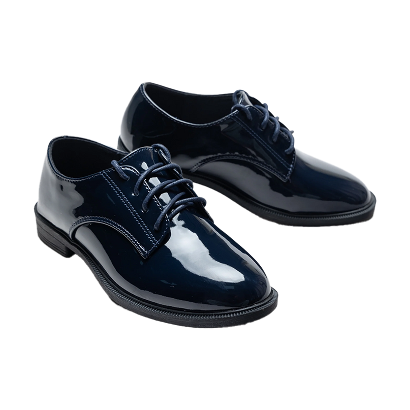 kids atelier moustache Navy Oxford Laced Dress Shoes