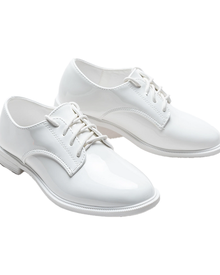 kids atelier moustache White Oxford Laced Dress Shoes