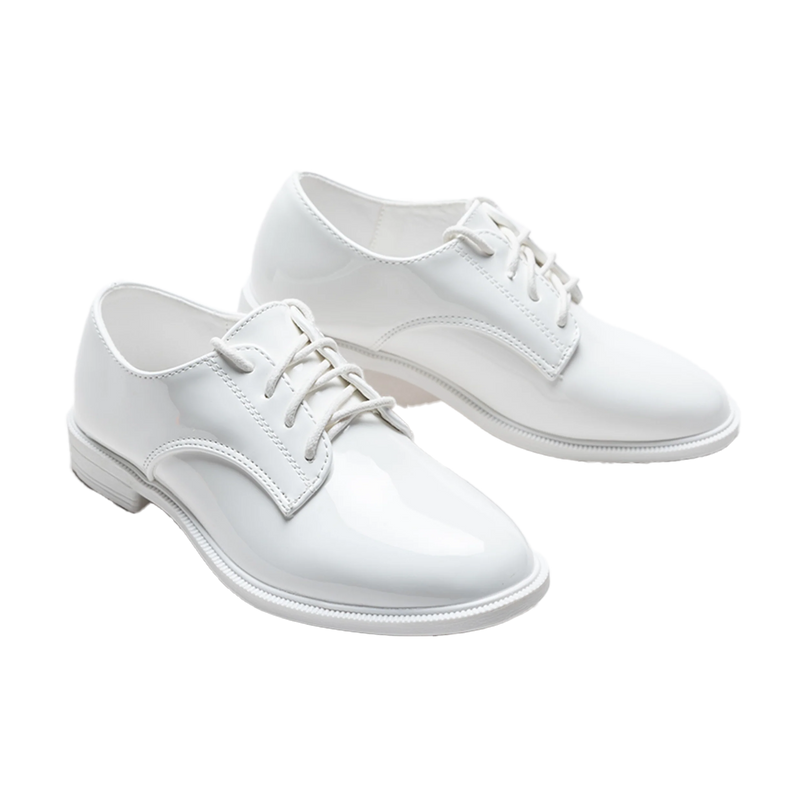 kids atelier moustache White Oxford Laced Dress Shoes
