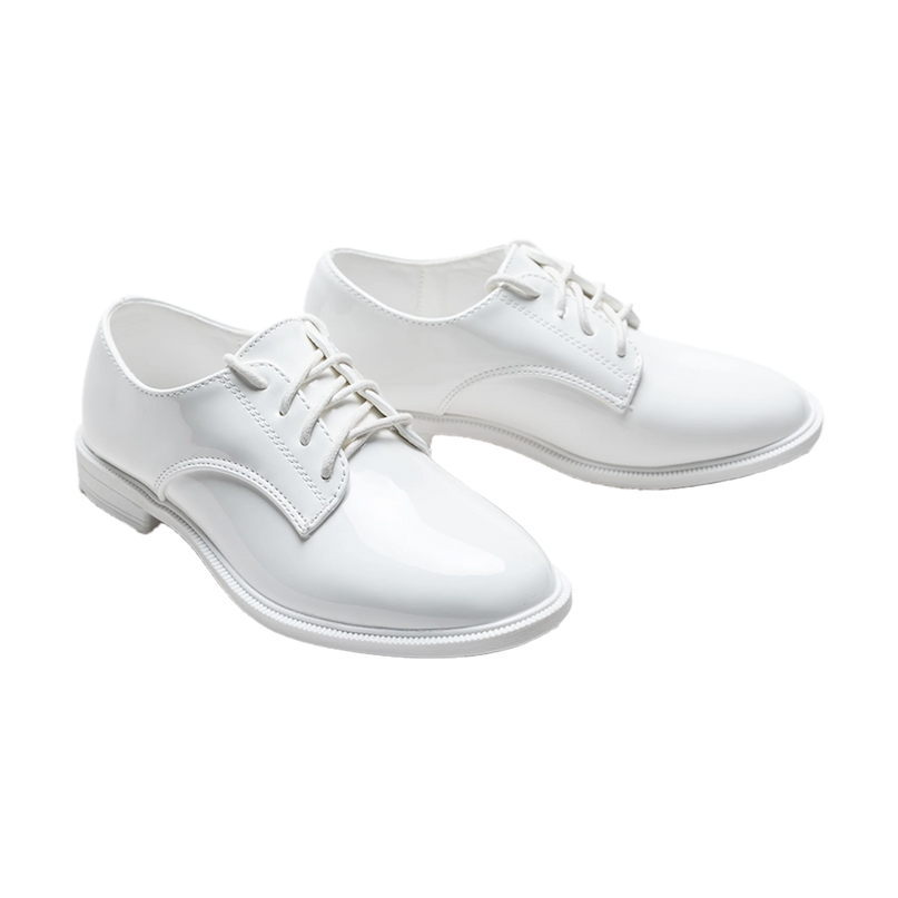 kids atelier moustache White Oxford Laced Dress Shoes