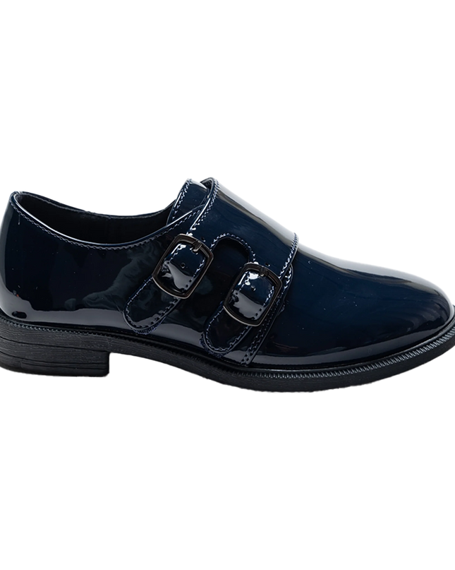 kidsatelier-moustache-Navy-Patent-Buckle-dress shoes