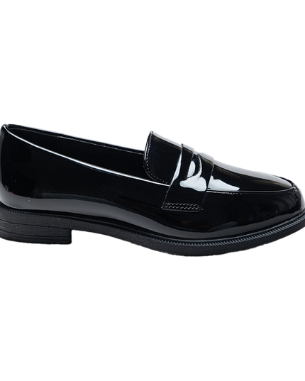 kids atelier moustache Black Patent Penny Loafers