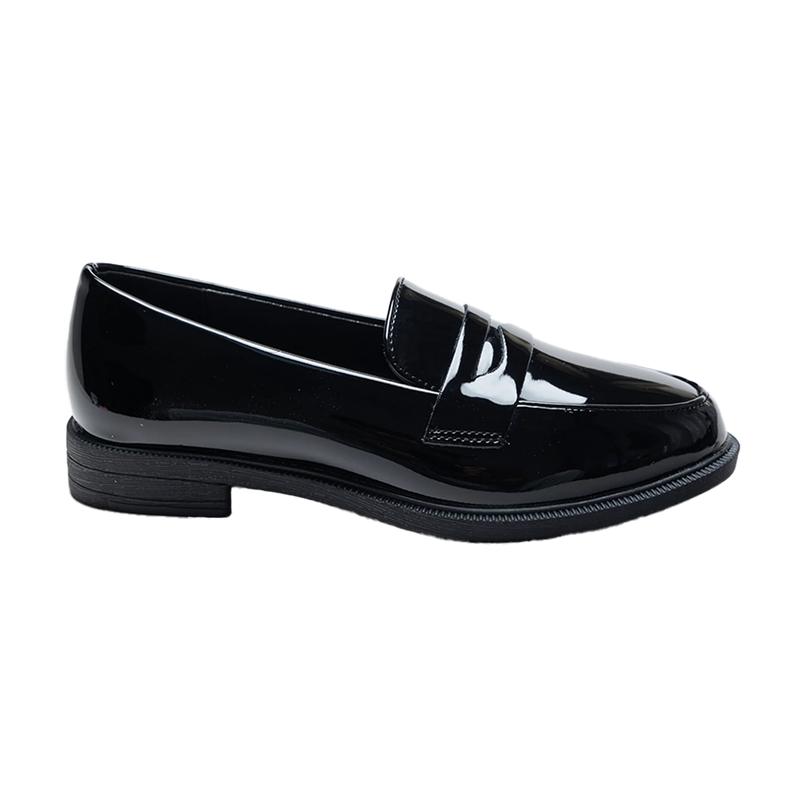kids atelier moustache Black Patent Penny Loafers