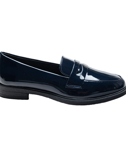 kids atelier moustache Navy Patent Penny Loafers