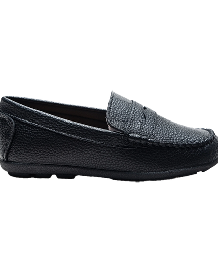 kids atelier moustache Black Faux Leather Penny Loafers