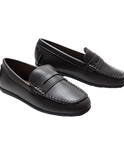 kidsatelier-moustache-Mocha-Faux-Leather-Penny-Loafers