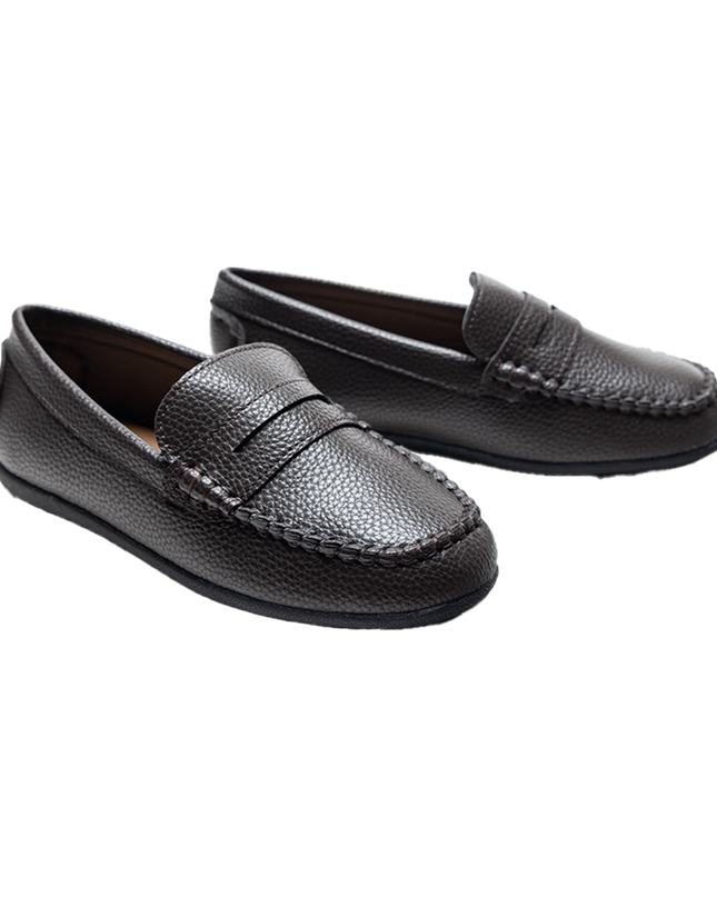 kidsatelier-moustache-Mocha-Faux-Leather-Penny-Loafers