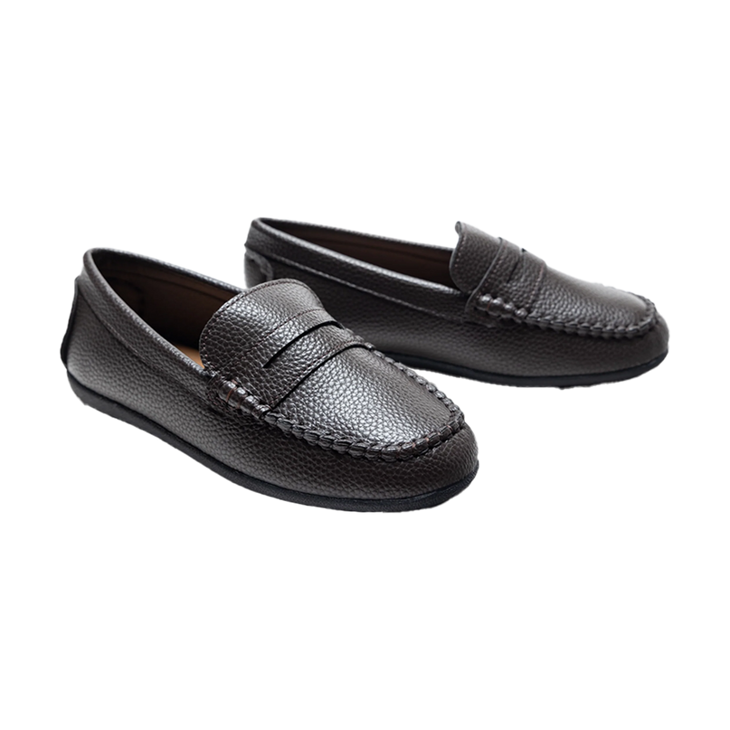 kids atelier moustache Mocha Faux Leather Penny Loafers