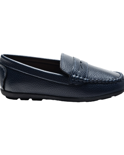 kids atelier moustache Navy Faux Leather Penny Loafers