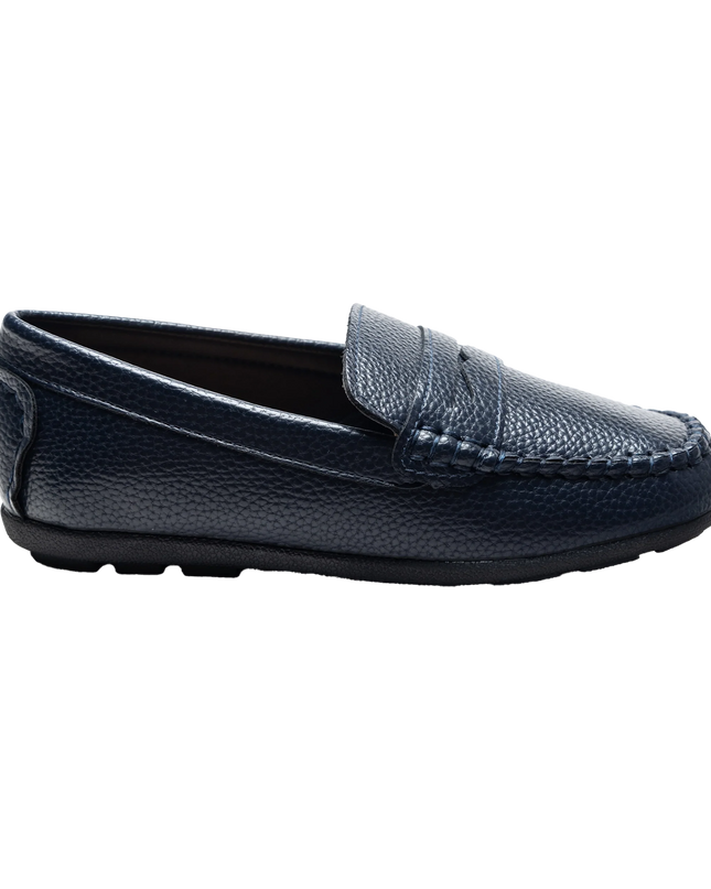 kidsatelier-moustache-Navy-Faux-Leather-Penny-Loafers