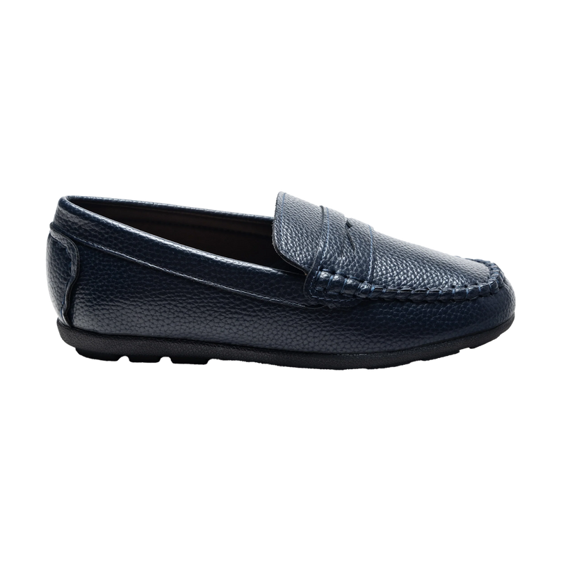 kids atelier moustache Navy Faux Leather Penny Loafers