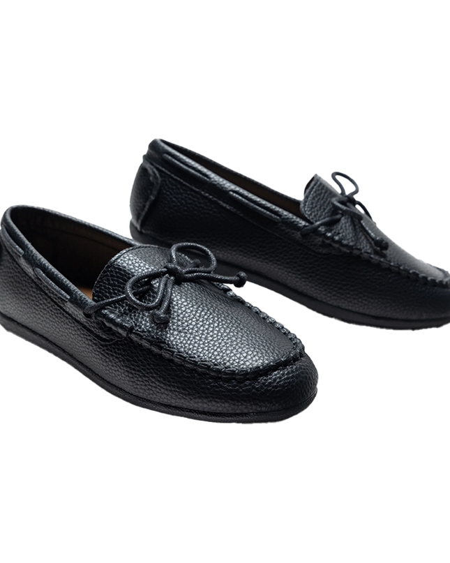 kidsatelier-moustache-Black-Faux-Leather-Laced-Loafers