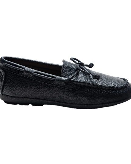 kids atelier moustache Black Faux Leather Laced Loafers