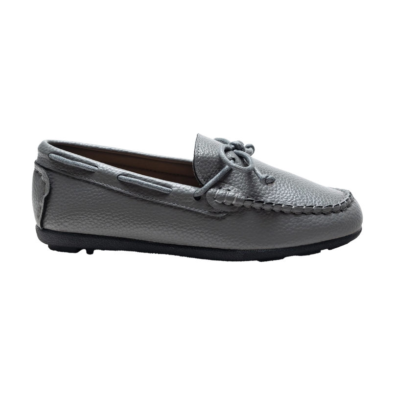 kids atelier moustache Gray Faux Leather Laced Loafers