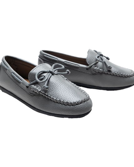kidsatelier-moustache-Gray-Faux-Leather-Laced-Loafers