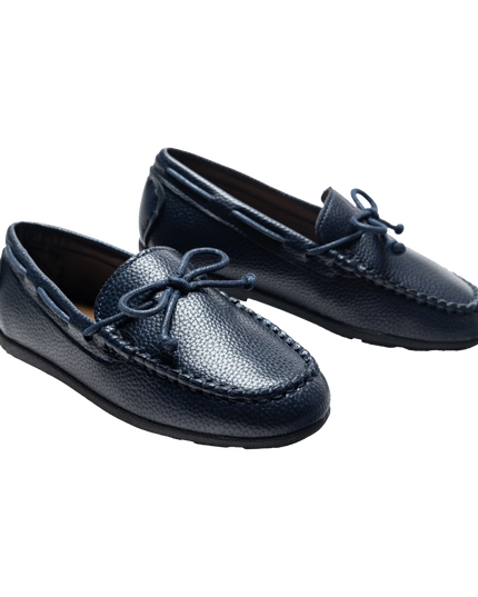 kids atelier moustache Navy Faux Leather Laced Loafers