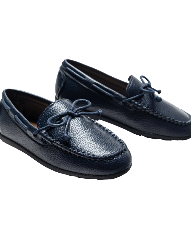 kidsatelier-moustache-Navy-Faux-Leather-Laced-Loafers