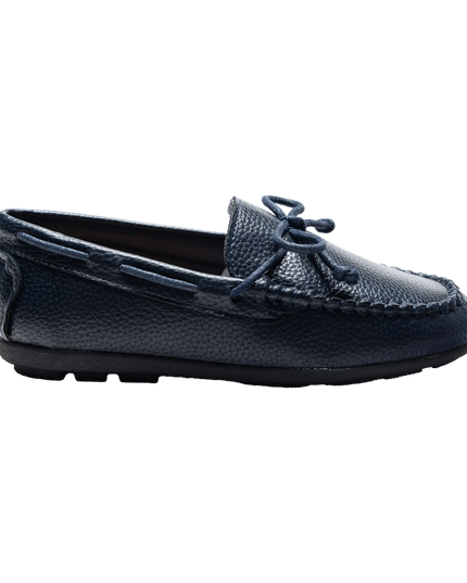 kids atelier moustache Navy Faux Leather Laced Loafers