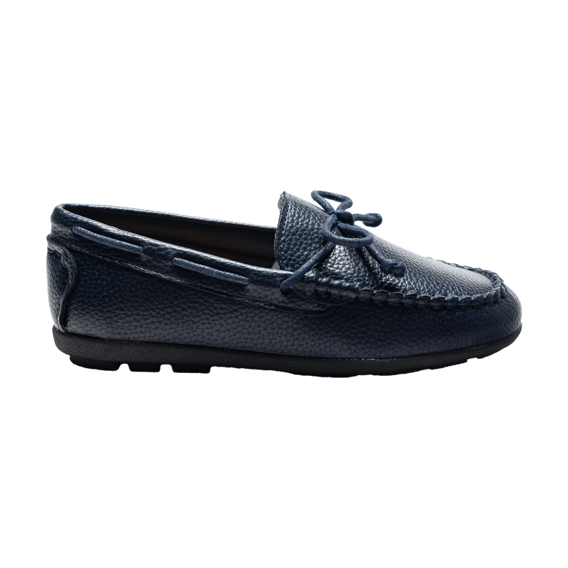 kids atelier moustache Navy Faux Leather Laced Loafers