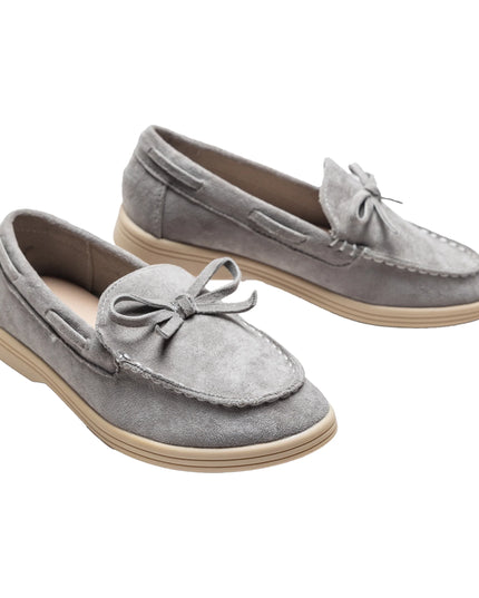 kidsatelier-moustache-Gray-Suede-Formal-Laced-loafers