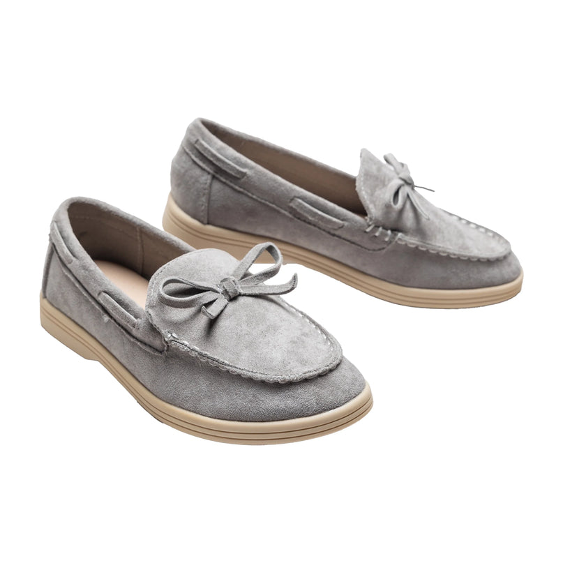 kidsatelier-moustache-Gray-Suede-Formal-Laced-loafers