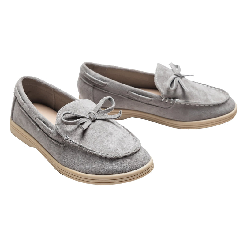 kidsatelier-moustache-Gray-Suede-Formal-Laced-loafers
