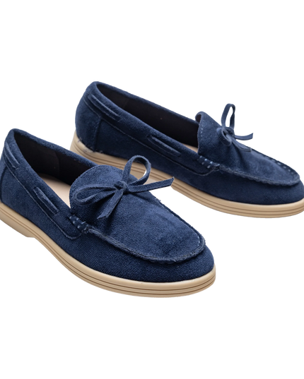 kids atelier moustache Navy Suede Formal Laced Loafers