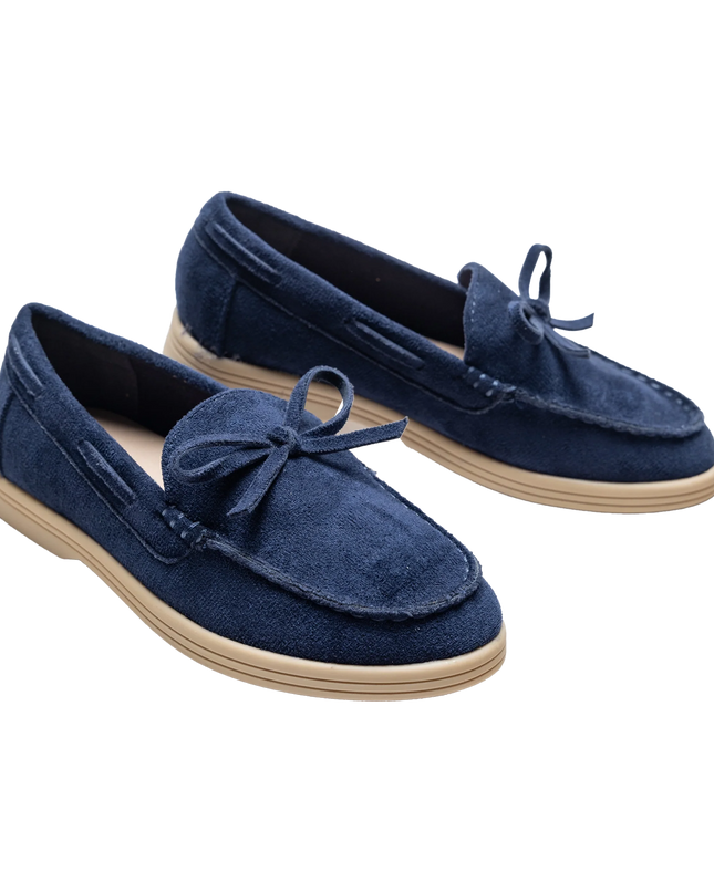 kidsatelier-moustache-Navy-Suede-Formal-Laced-loafers