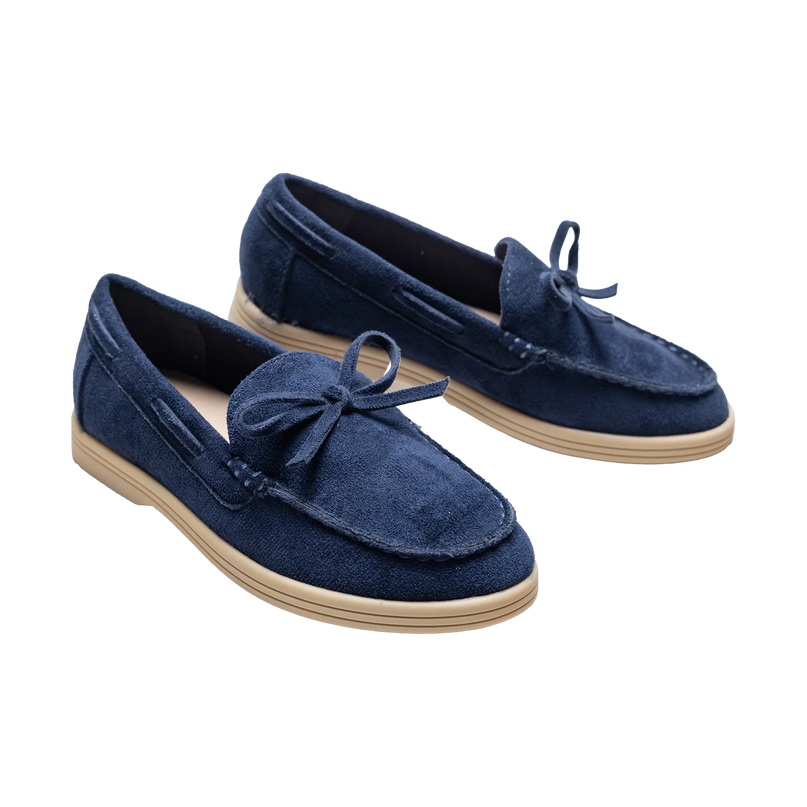 kids atelier moustache Navy Suede Formal Laced Loafers
