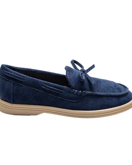 kids atelier moustache Navy Suede Formal Laced Loafers