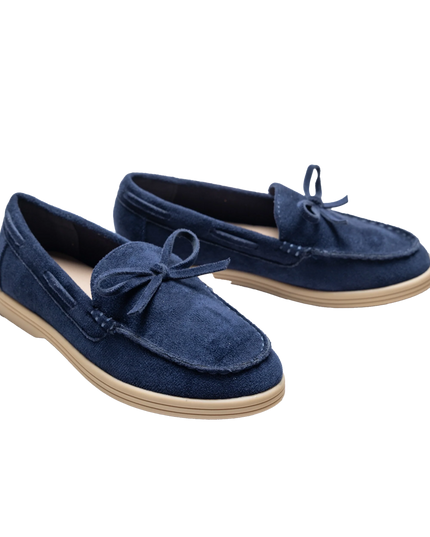 kids atelier moustache Navy Suede Formal Laced Loafers
