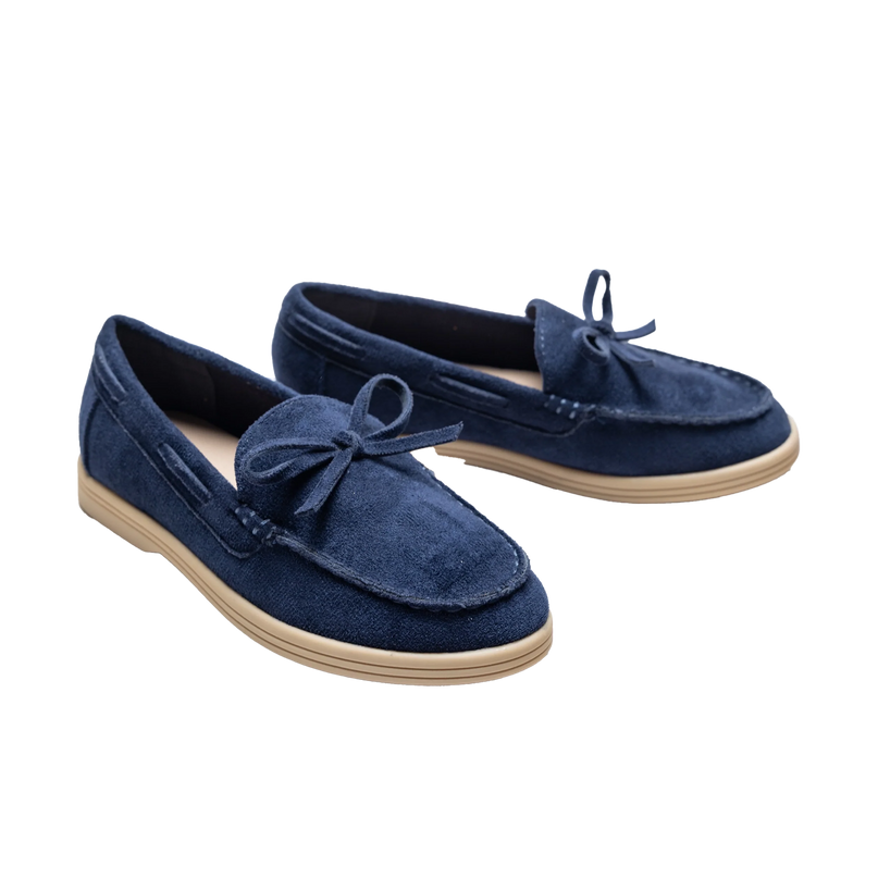 kids atelier moustache Navy Suede Formal Laced Loafers