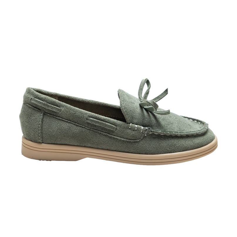 kids atelier moustache Olive Suede Formal Laced Loafers