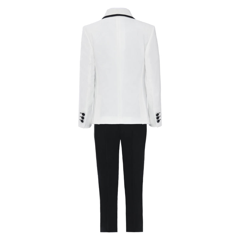 kidsatelier-moustache-White Suit Set with Black Accents
