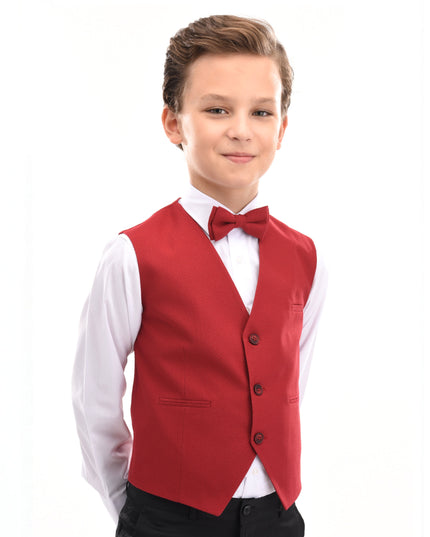 kids atelier moustache Red Lachlan Vest Outfit Set