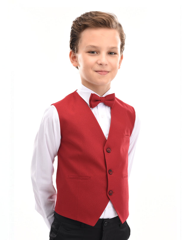 kids atelier moustache Red Lachlan Vest Outfit Set