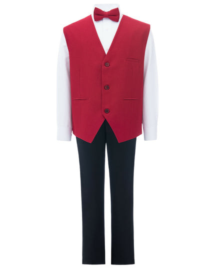 kids atelier moustache Red Lachlan Vest Outfit Set