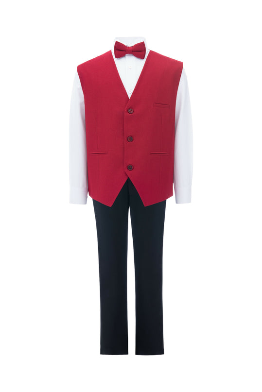 kids atelier moustache Red Lachlan Vest Outfit Set