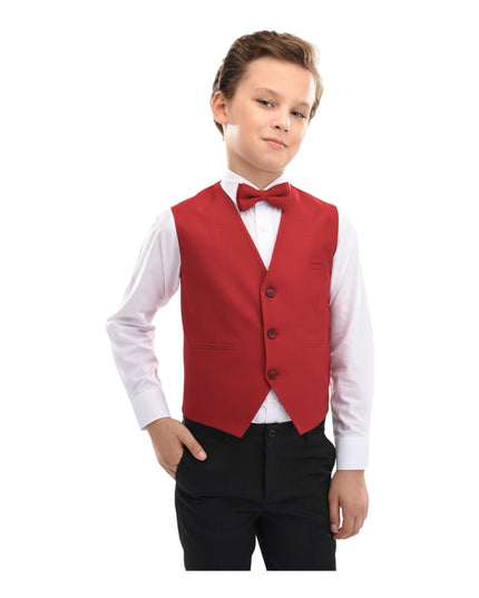 kids atelier moustache Red Lachlan Vest Outfit Set