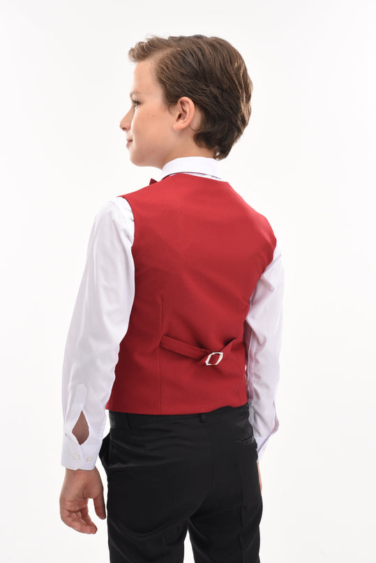 kids atelier moustache Red Lachlan Vest Outfit Set