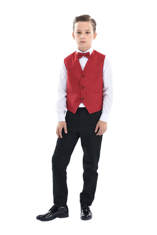 kids atelier moustache Red Lachlan Vest Outfit Set