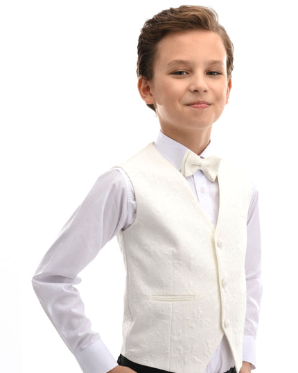 kids atelier moustache Cream Taddeo Floral Vest Outfit Set